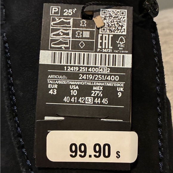 NWT. Massimo Dutti Blue Azul Split Suede Loafers with Trim, logo on the insole. main image 6